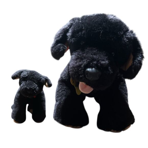 Build-A-Bear Vintage Realistic Black Lab Set – Mama Dog with Puppy & Red Collar - Picture 3 of 8